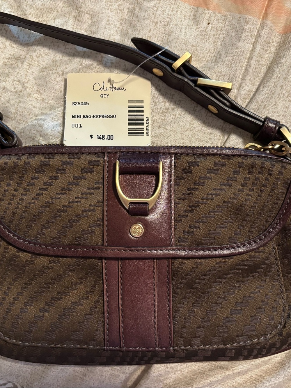 Cole Haan Brown Mini Shoulder Bag with Gold Hardware
